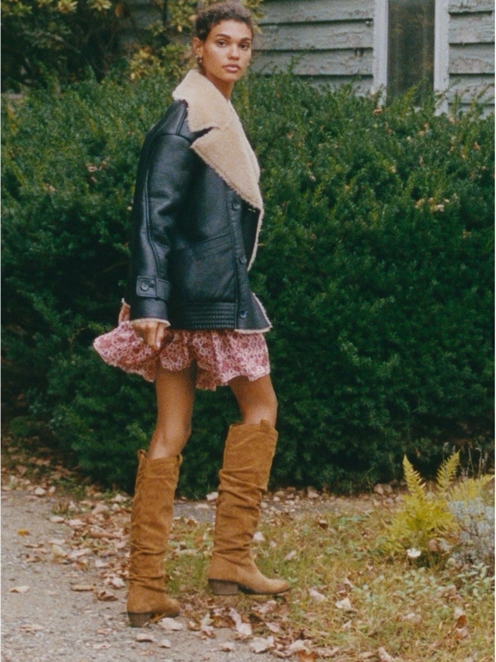 Anthropologie Slouchy Tall Suede Boots in Tan